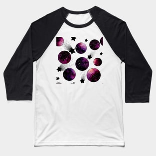 Watercolor Dark Circles, Stars and Galaxy Baseball T-Shirt